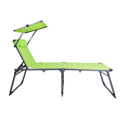 Sun Lounge Chair Aluminium Beach Folding Bed Chaise Lounger Outdoor Bed with Canopy