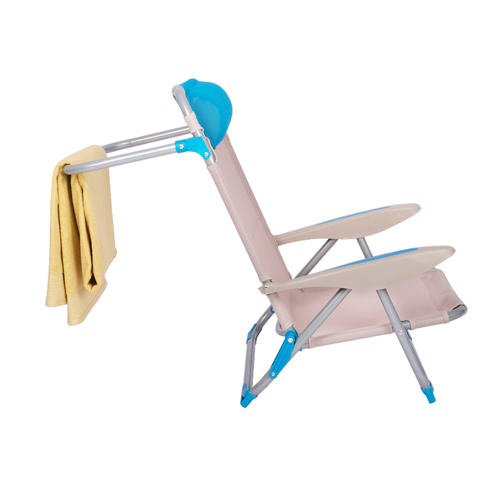 Wholesale Portable Folding Aluminum Lounge Chair Stripes Backpack Beach Chair